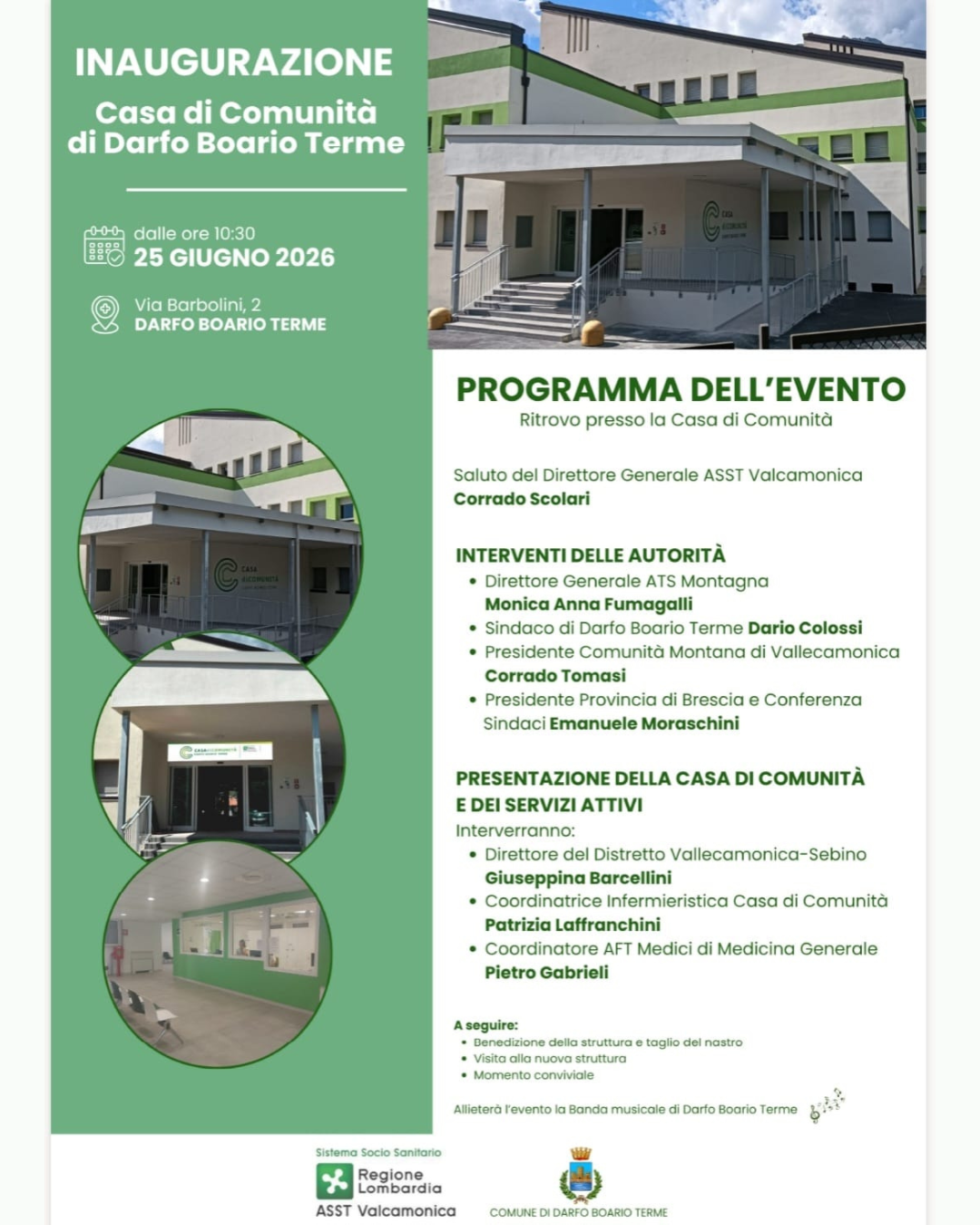 il programma dell'inaugurazione con i relatori
